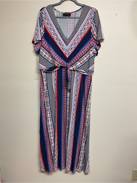 Lane Bryant Dresses & Skirts - Lane Bryant Red, Blue & White Striped V-Neck Maxi Dress